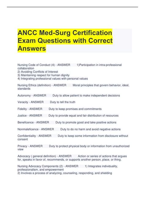 Fits your facility. . Med surg certification practice questions quizlet